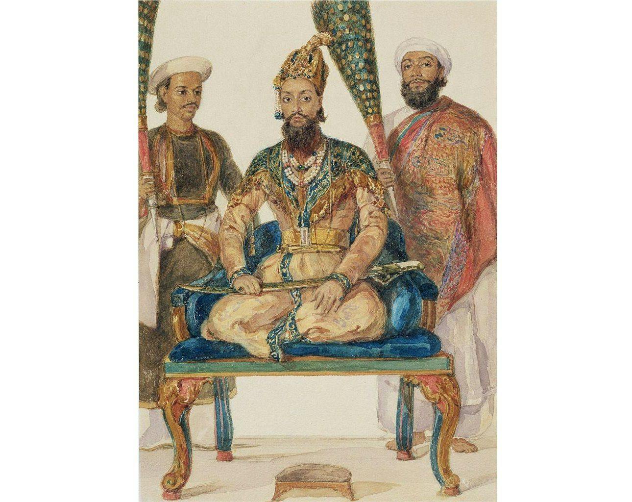 Crown Prince Mirza Fakhru. Portrait by William Carpenter, circa 1856, a few months before his death