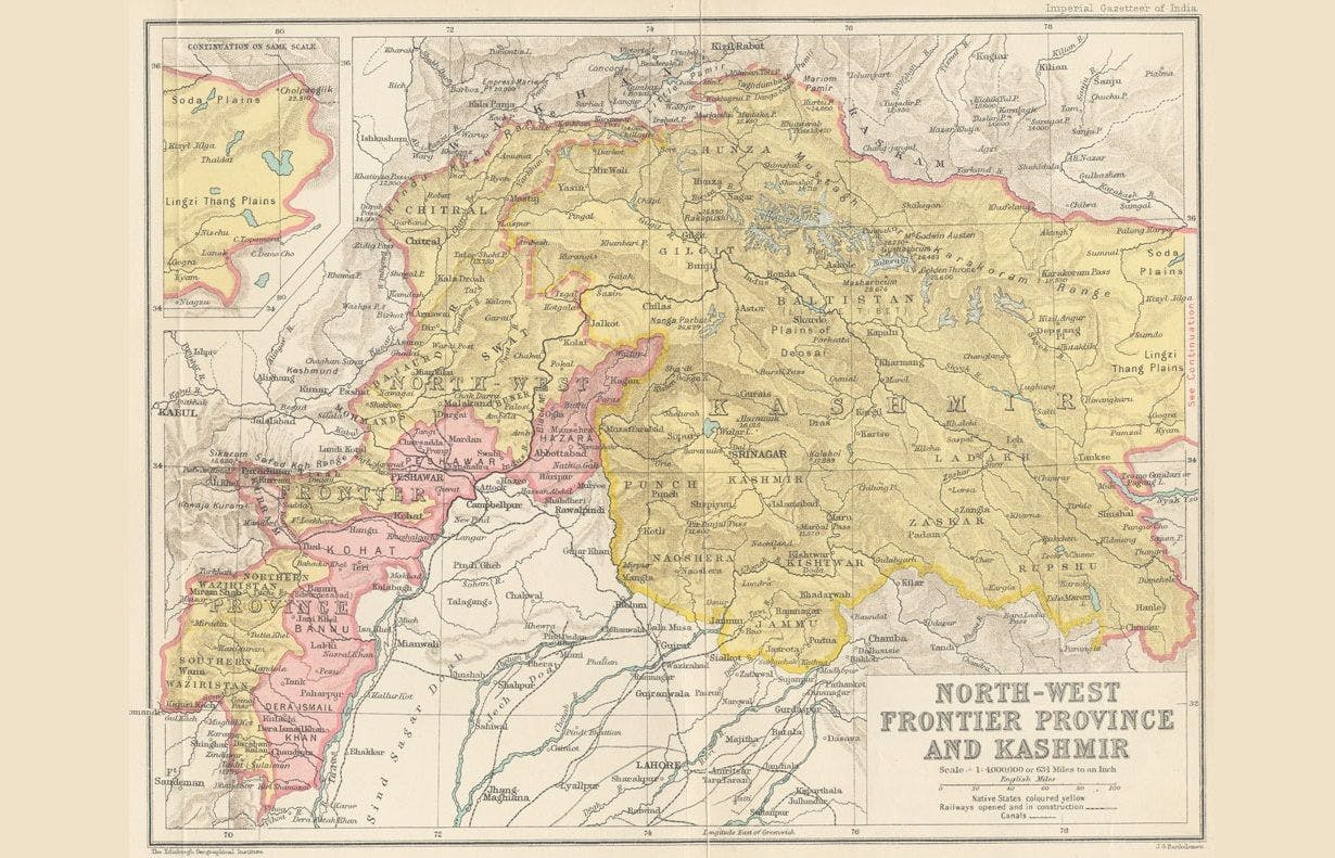 Map of Kashmir state