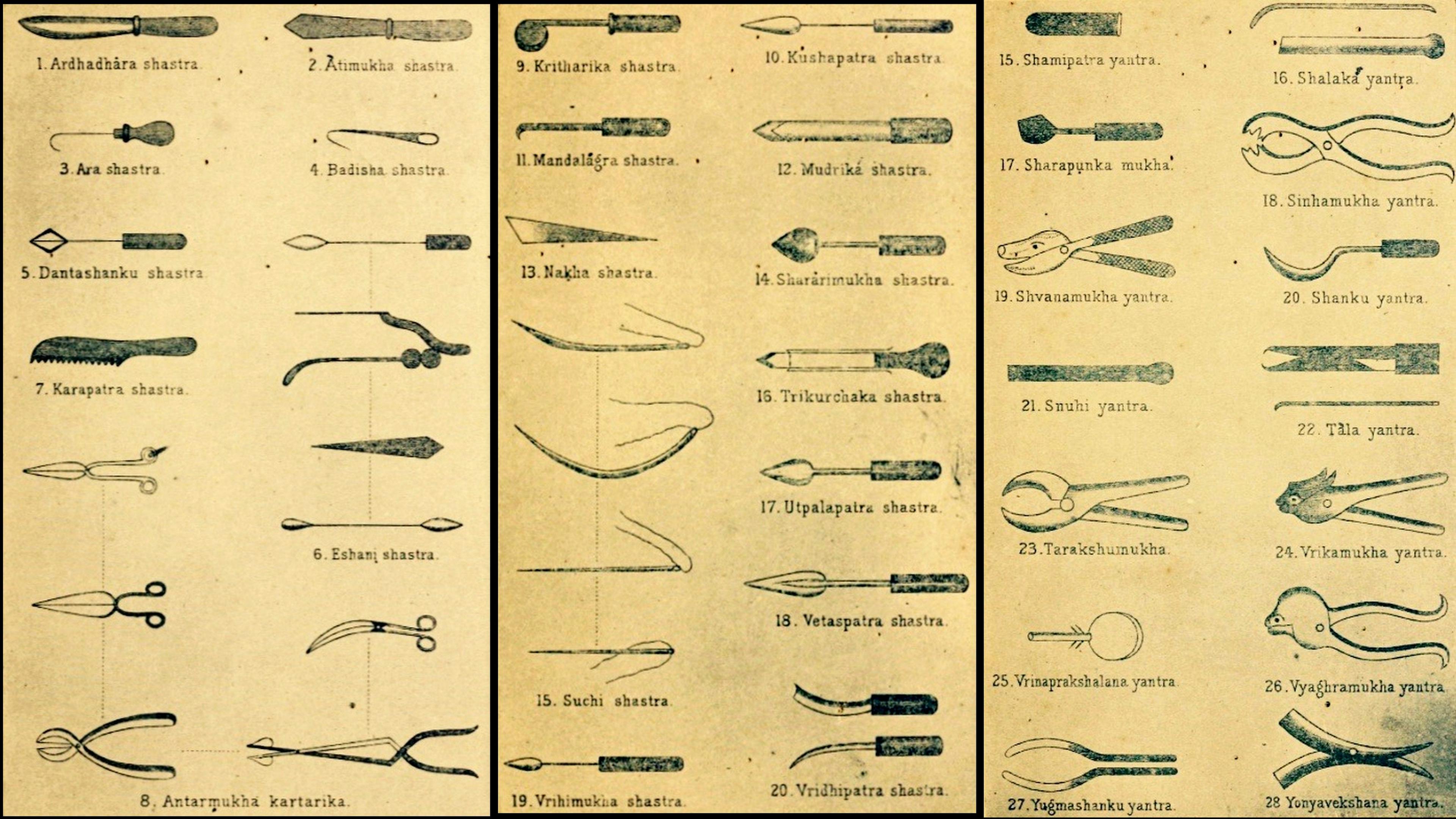 Surgical instruments mentioned in Sushruta Samhita