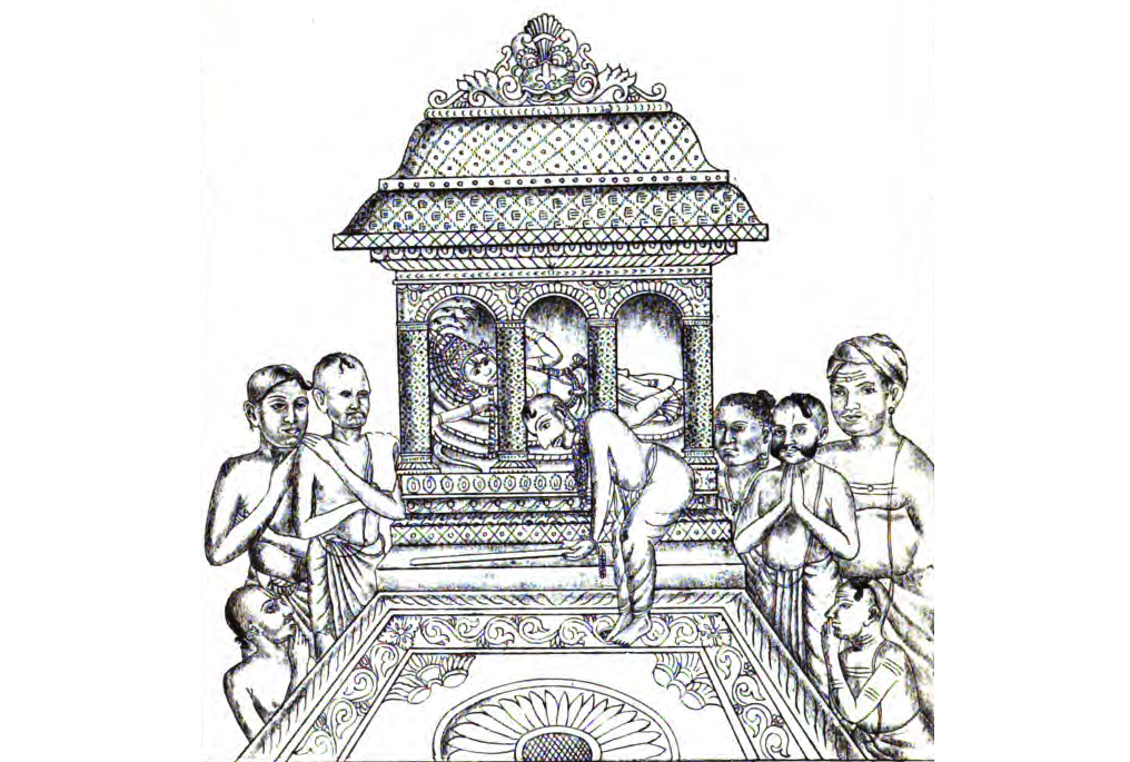 Marthanda Varma submitting his kingdom to his family deity, Lord Padmanabhaswamy