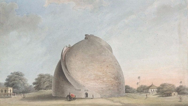 An artistic representation of the peculiarly designed Patna Golghar
