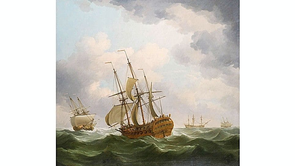 Painting of British East India Company ship from 18th century