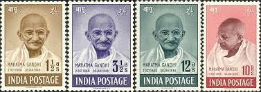 The set of four Gandhi Stamps