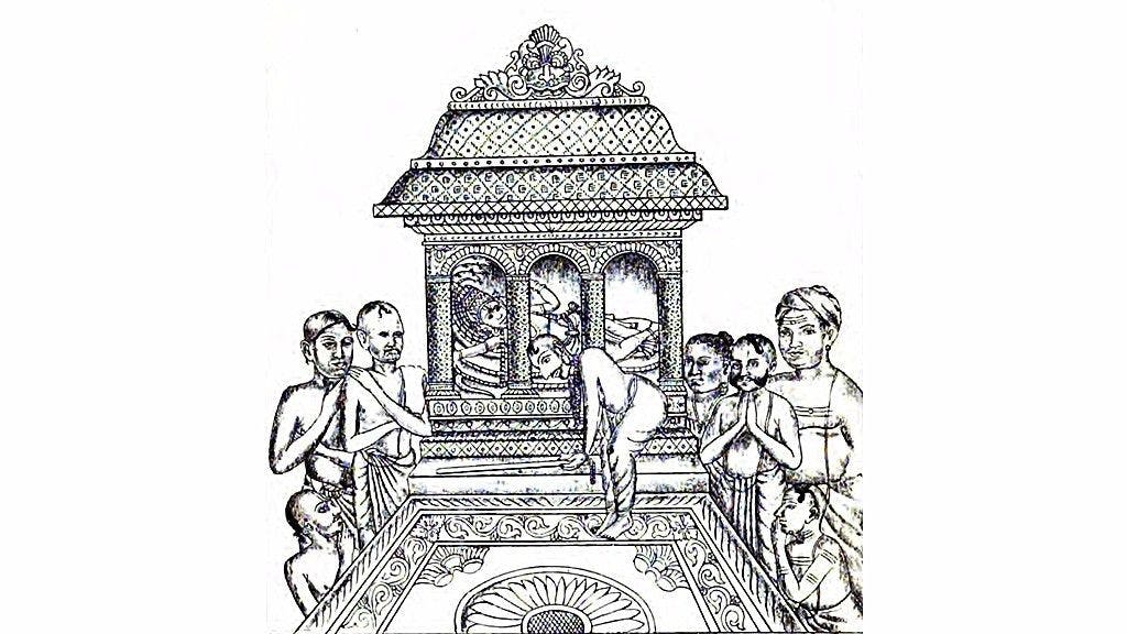 Marthanda Verma submitting his kingdom to Padmanabhaswamy