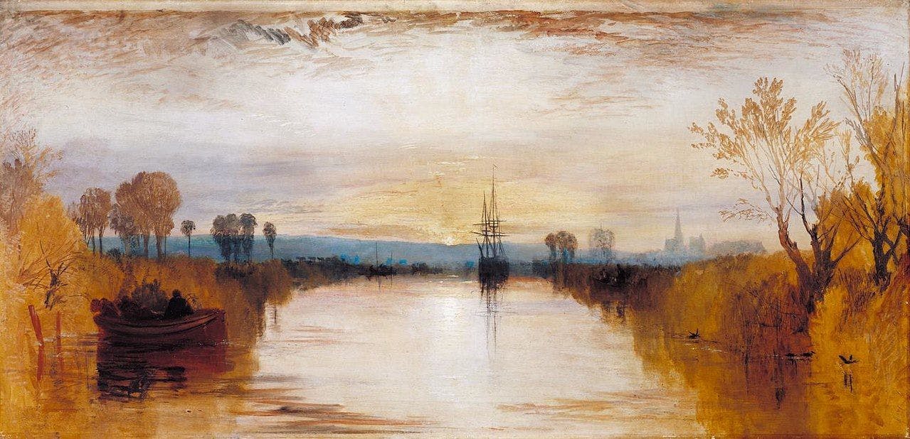 Painting of Chichester Canal, UK with Tambora’s ash cloud, J.M.W. Turner, Tate Collection