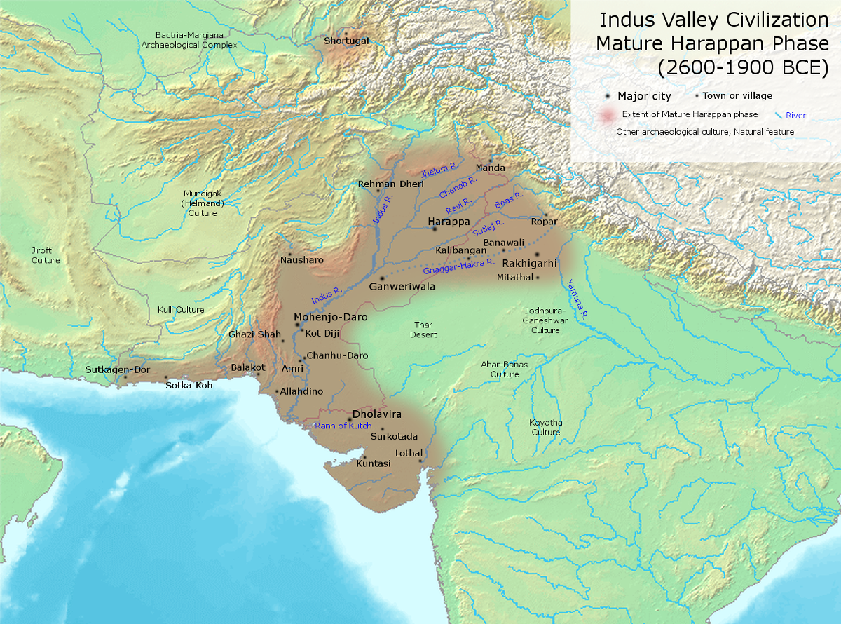 Extend of Indus Valley Civilization during the Mature Phase