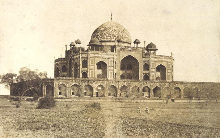 A photograph of the tomb taken in 1858, after the revolt in 1857