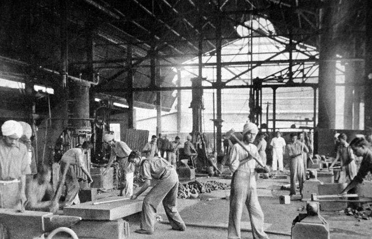 An early photo shows labour-intensive workforce at the plant