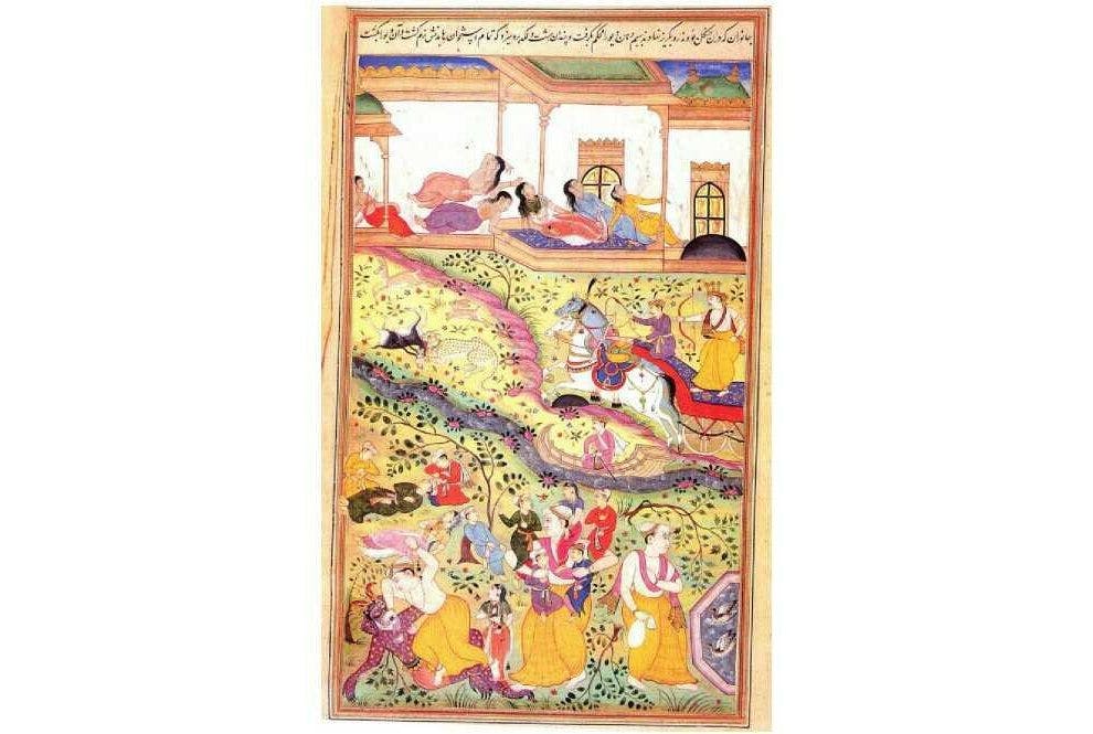 Pandavas saved from Lakshagriha, folio from Razmnama