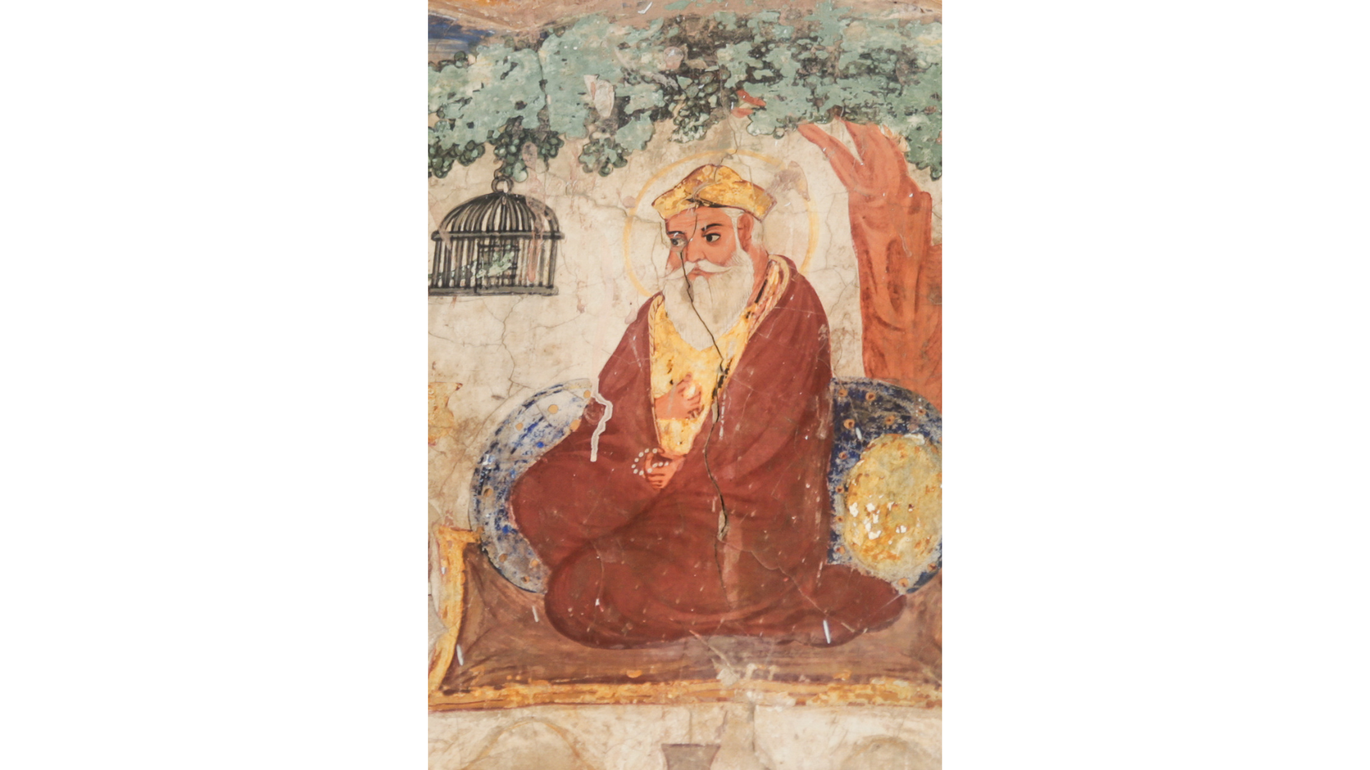 19th century mural painting from Gurudwara Baba Atal depicting Guru Nanak