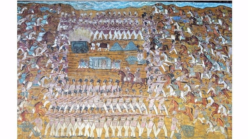 Mural at Darya Daulat Bagh in Srirangapatna, depicting the Battle of Pollilur