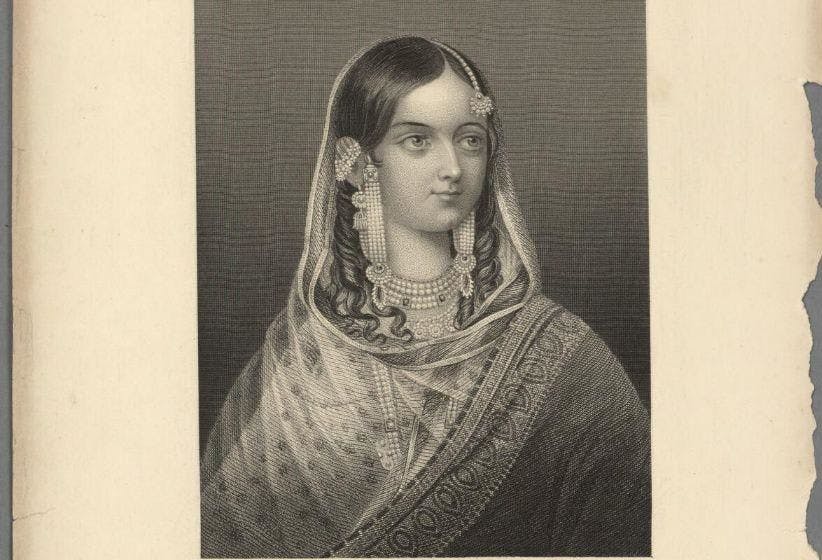 Begum Zeenat Mahal, Queen of Delhi, portrait by the Illustrated London News