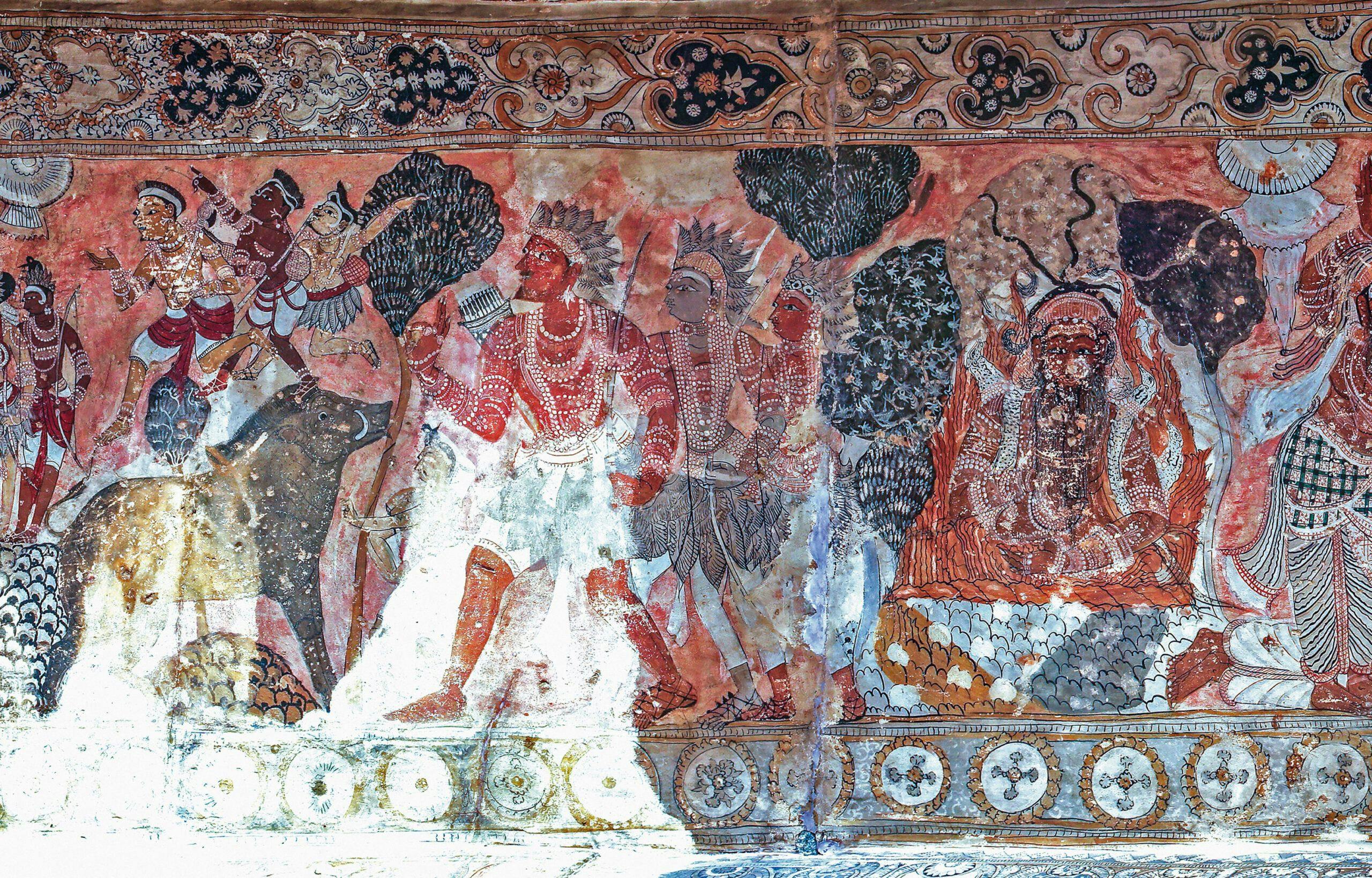 Panel A7, Scene 14, detail of 'Arjuna in deep meditation' 