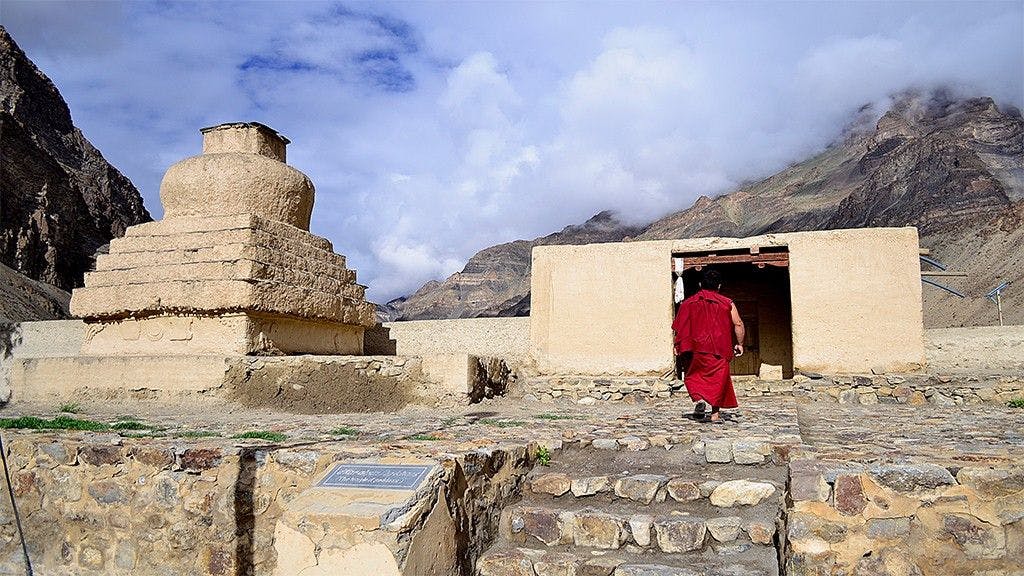 The Tabo Monastery complex has nine temples, four stupas and cave shrines