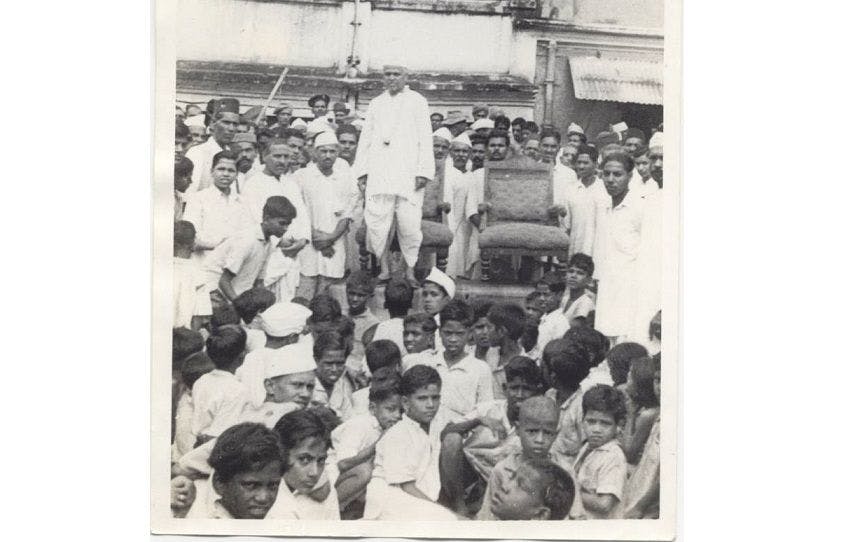 Lakshman Singh Chauhan standing tall at a rally
