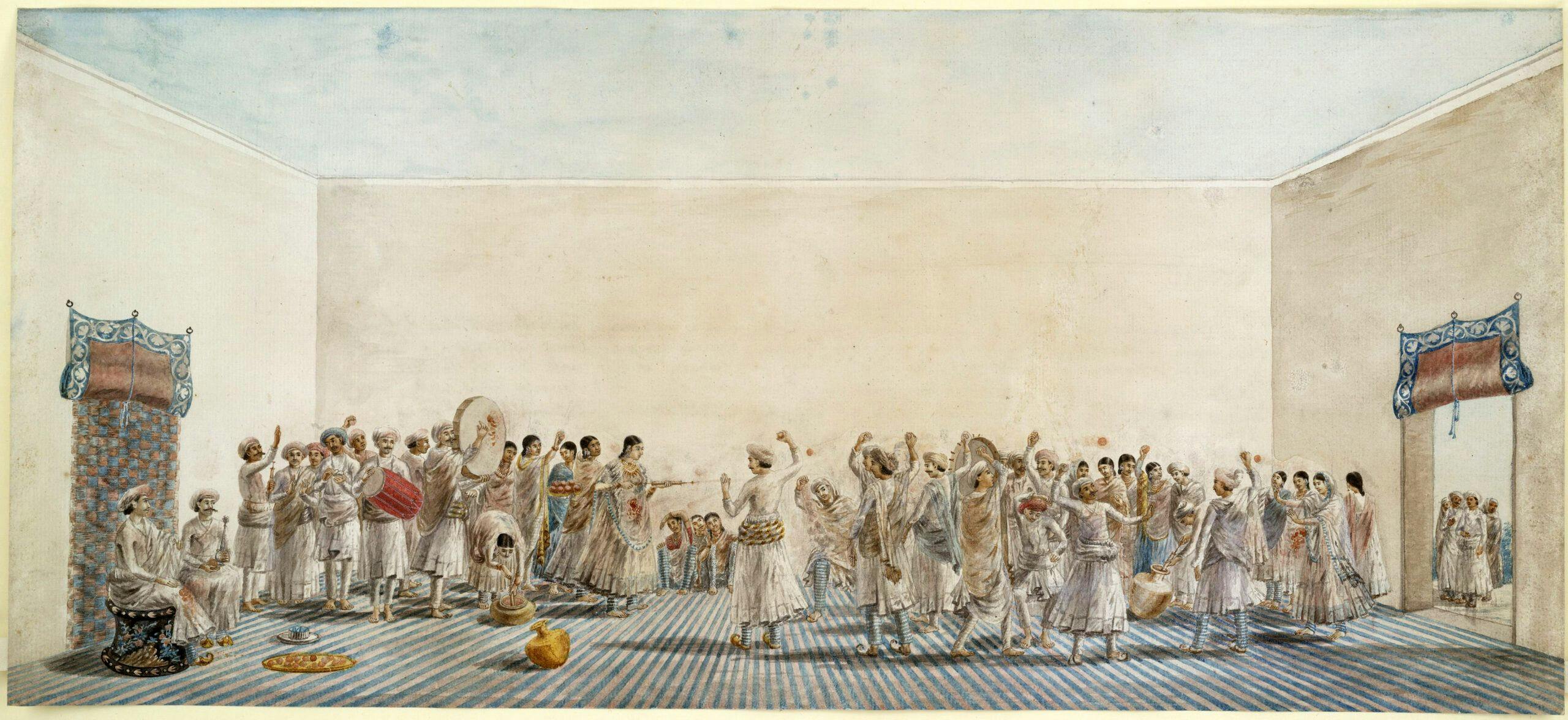 Holi being played in the courtyard, c.1795