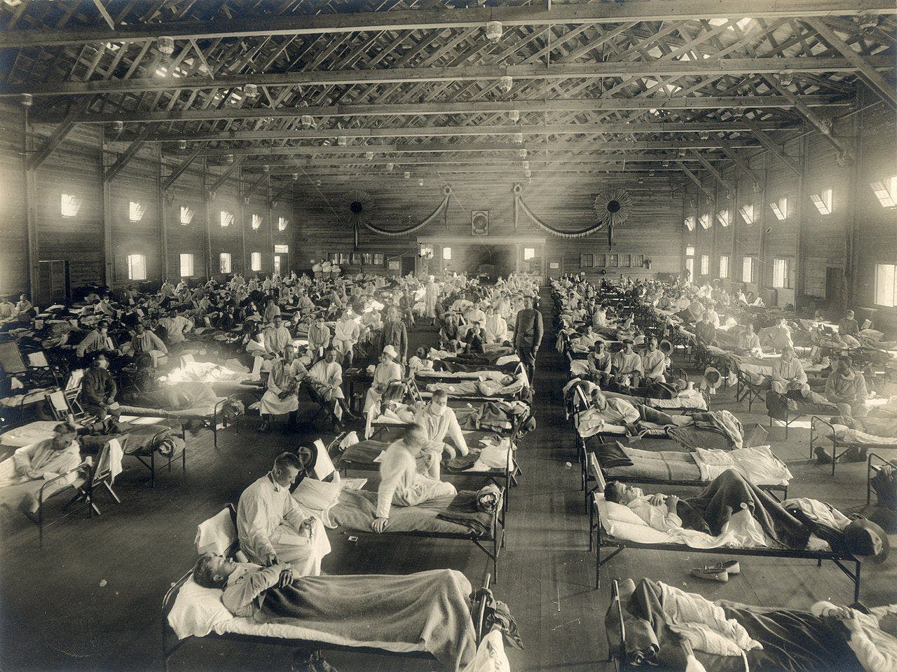 Camp Funston, at Fort Riley, Kansas, during the 1918 Spanish flu pandemic