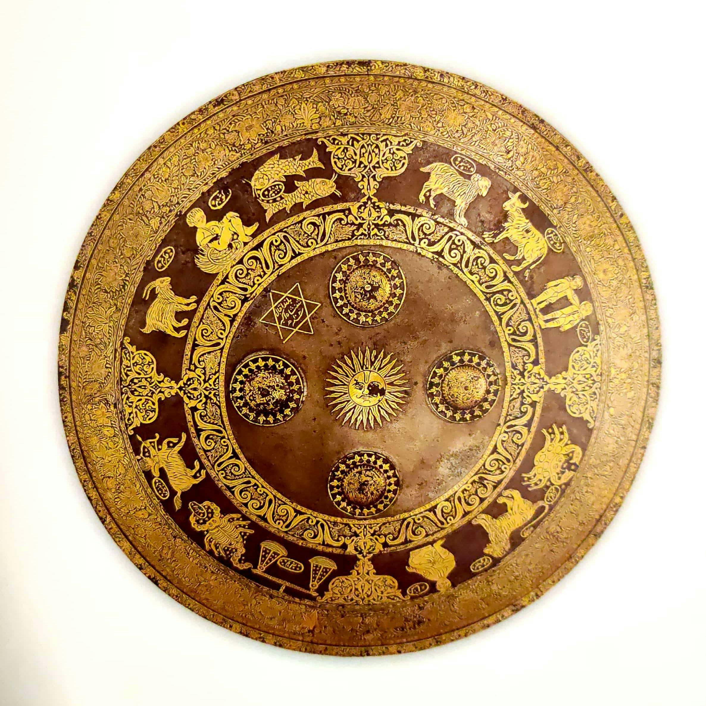 Akbar’s shield with Koftgari work at the CSMVS