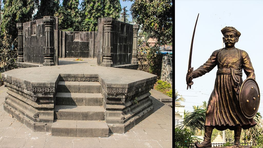 You can find the recently spruced up memorial to Kanhoji Angre in the heart of the Alibaug town.
