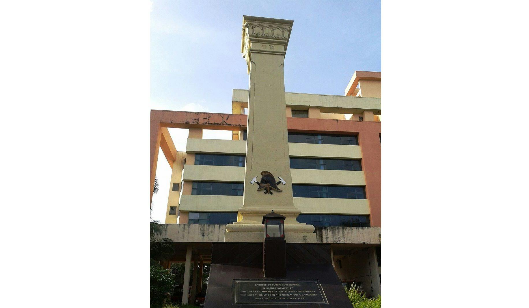 The memorial erected outside Mumbai Fire Brigade Headquarters