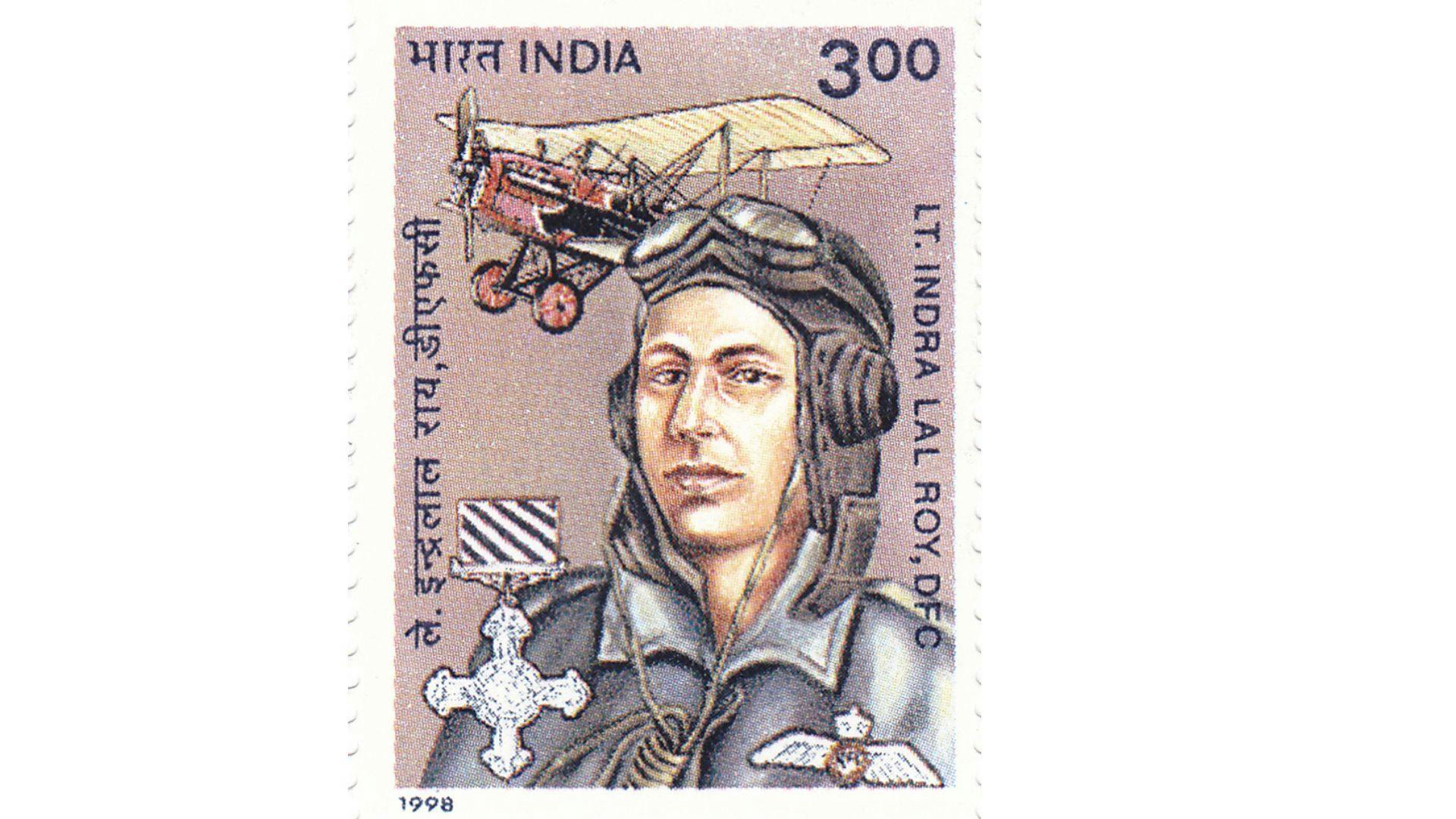 A 1998 Stamp commemorating Indra Lal Roy, issued by the Government of India