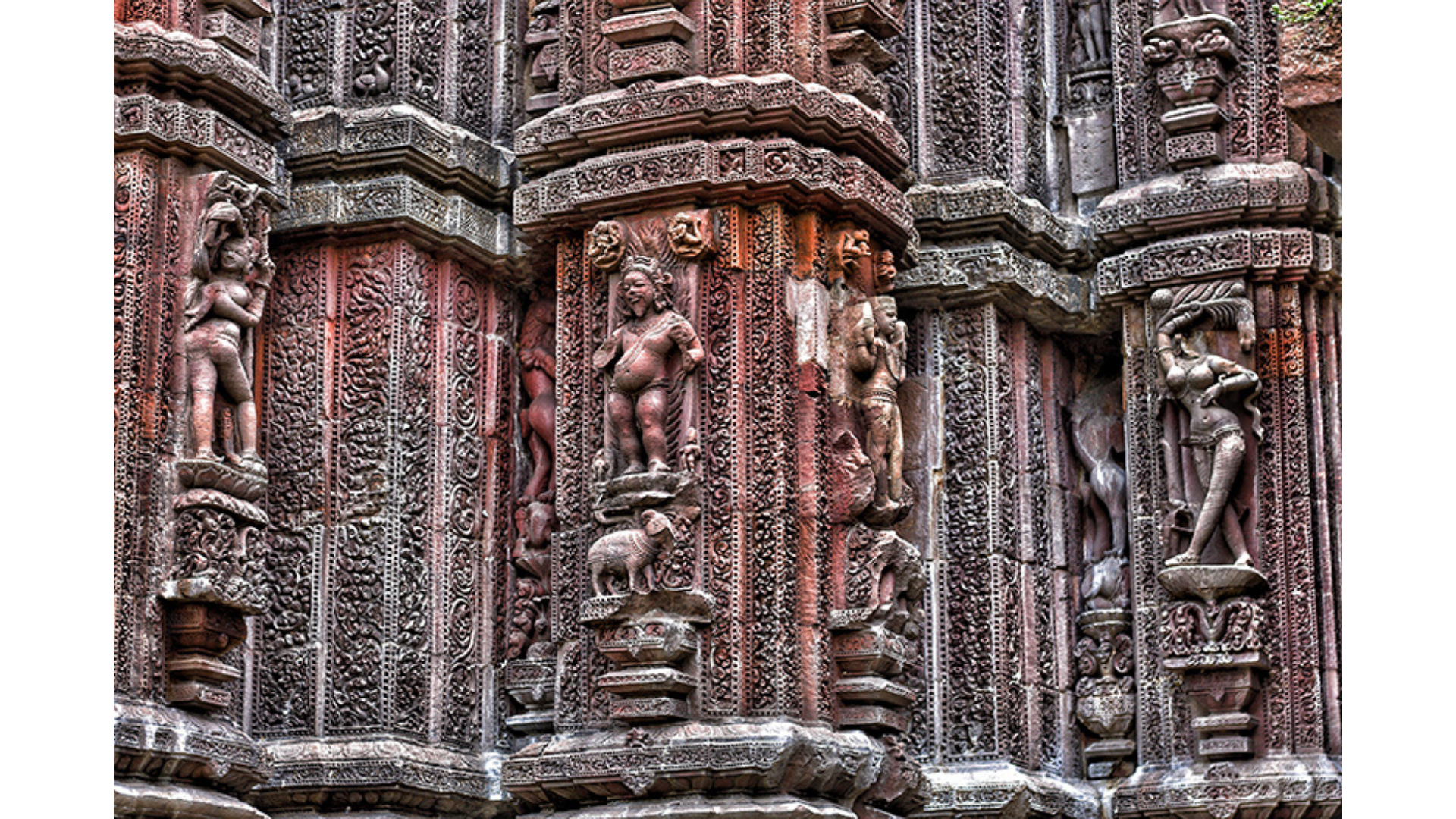 Agni, the God of Fire, and other figures carved on the temple’s walls