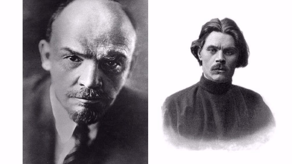 Lenin (L) and Maxim Gorky (R)