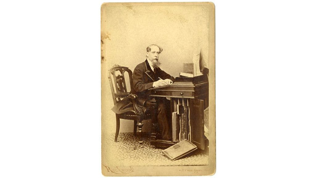 A photograph of Charles Dickens by 19th-century celebrity photographer George Rockwood 