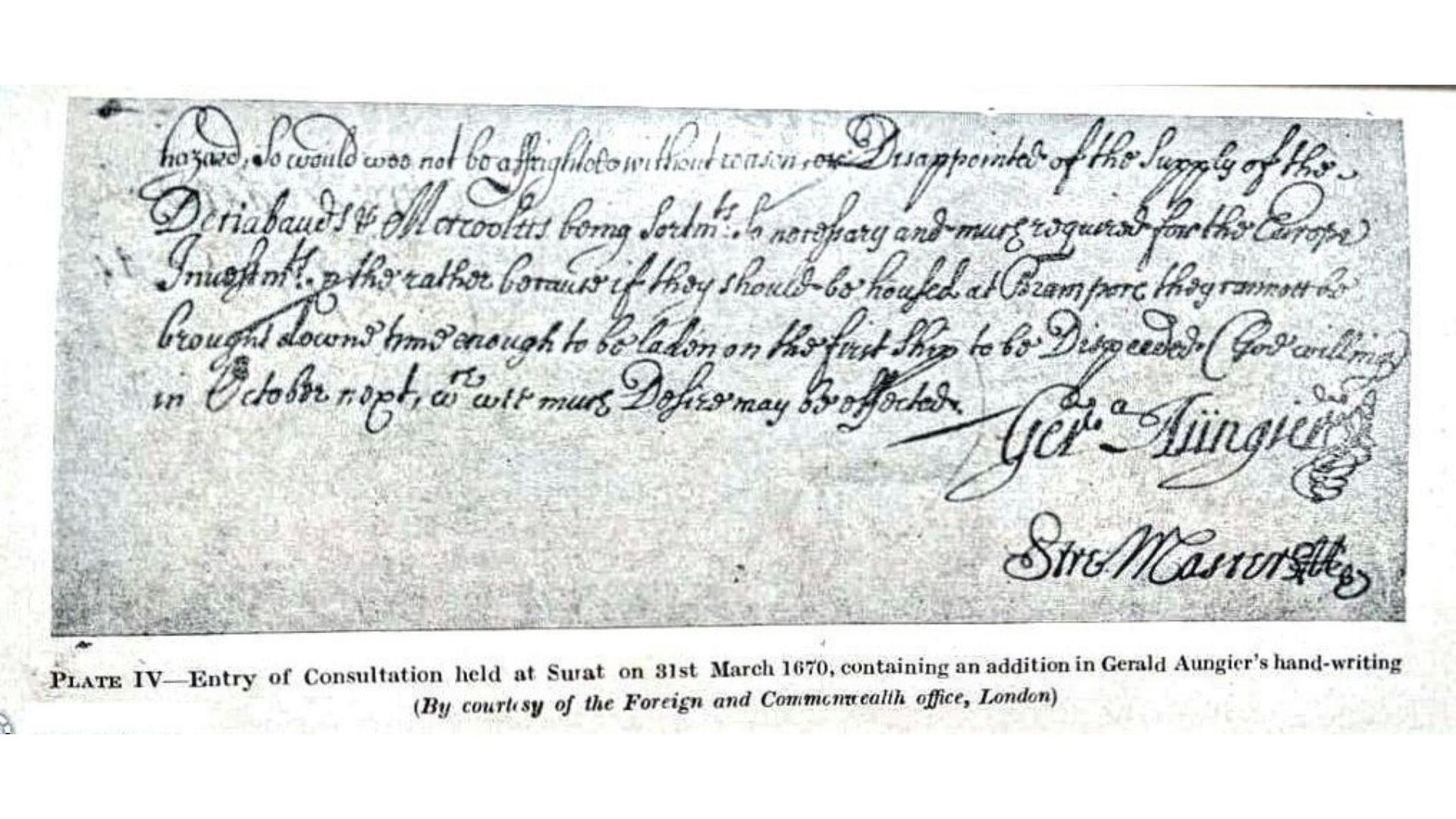 Gerald Aungier's letter to Surat Council (31st March, 1670)