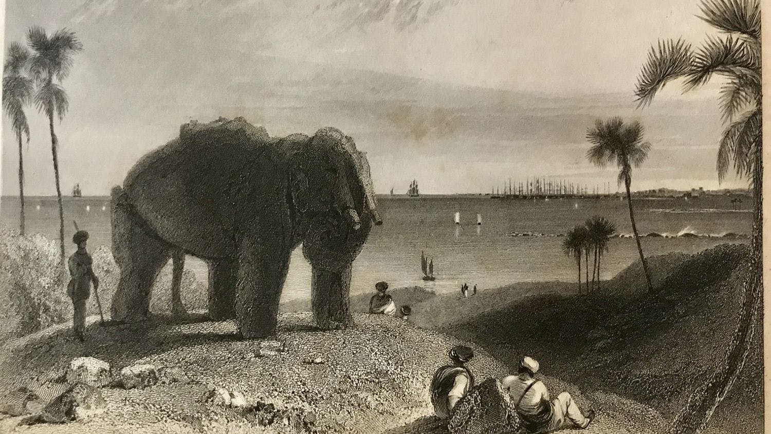 On-the-Island of Elephanta engraved by R.Brandard based on a drawing by W. Daniell