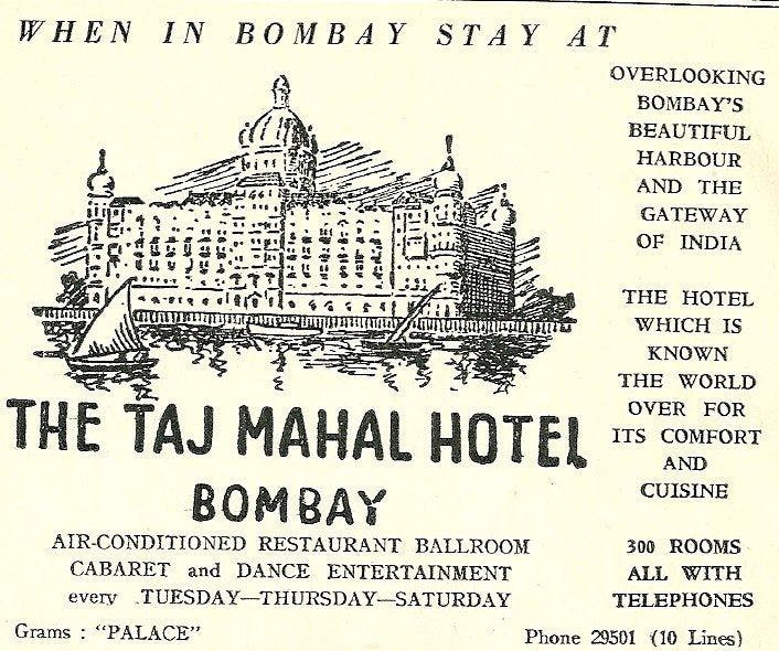 Taj Mahal Hotel’s advertisement