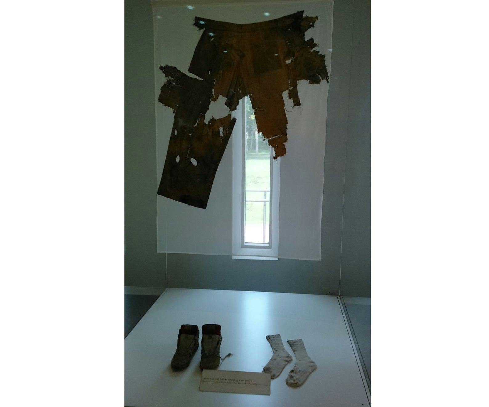 Remains of clothing worn by Rajiv Gandhi during his assassination 