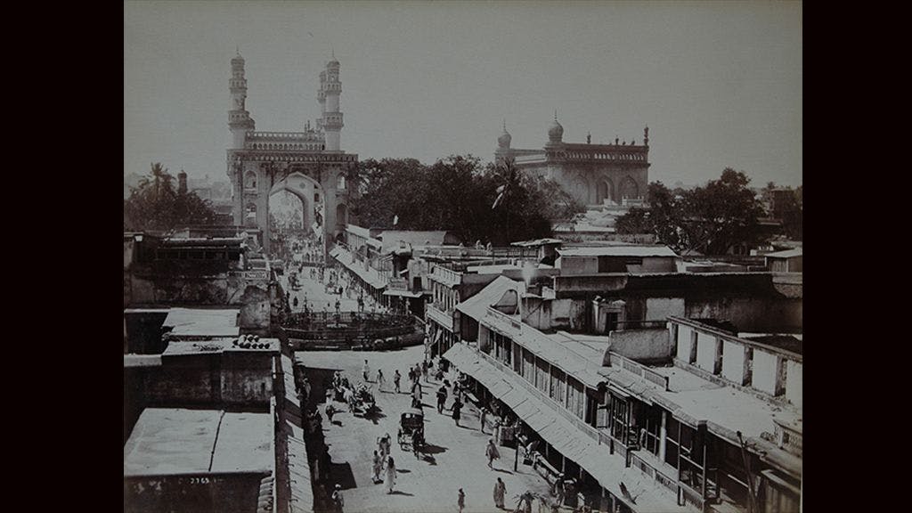 Principal Street leading up to Charminar in Hyderabad