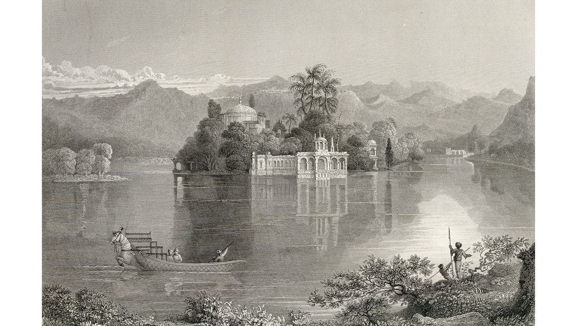 An engraving of the Jag Mandir Palace from the Annals