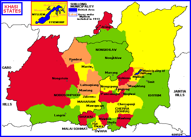 Map of the Khasi kingdoms 