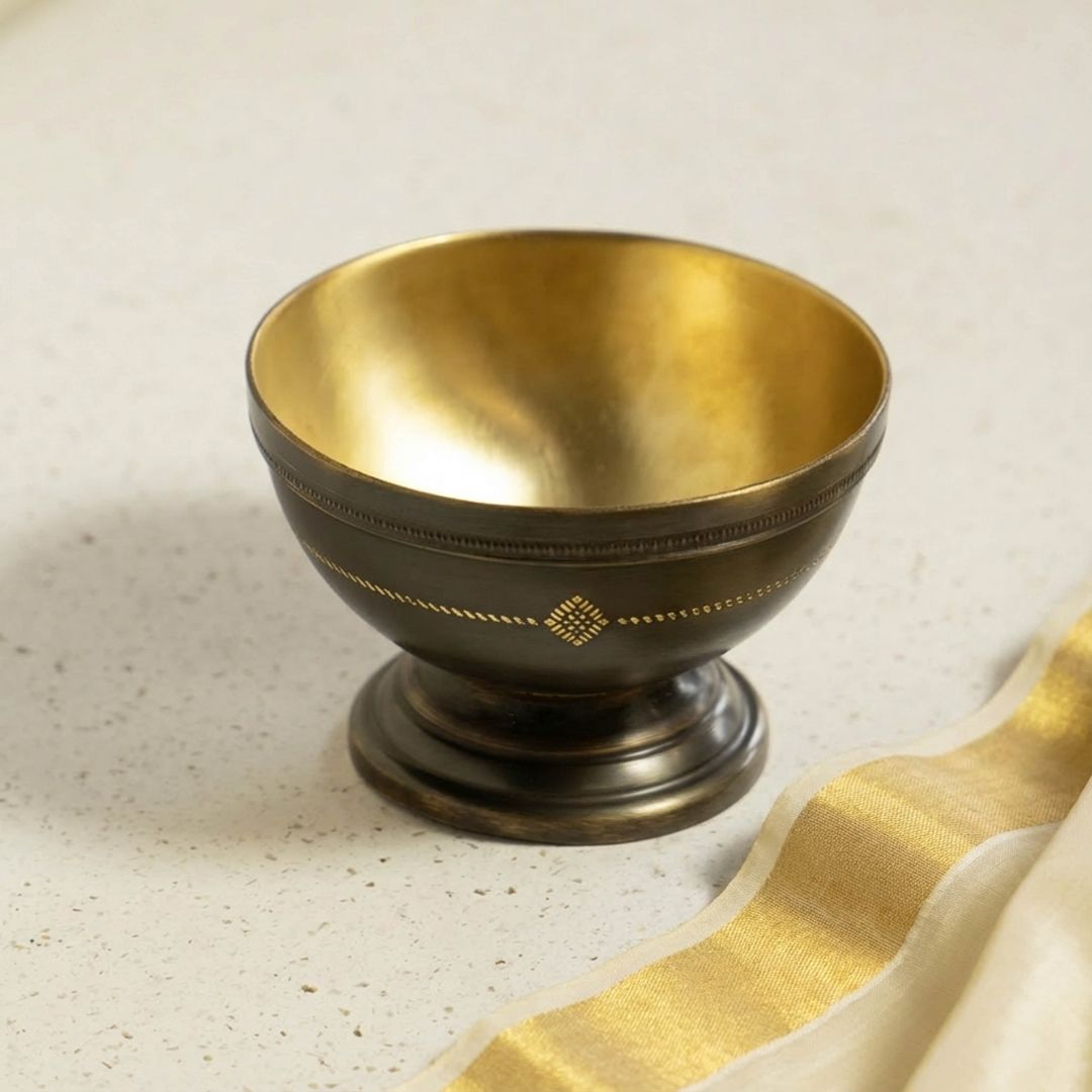 Antique finish Serving Bowl made with Pure Brass | Traditionally designed serveware