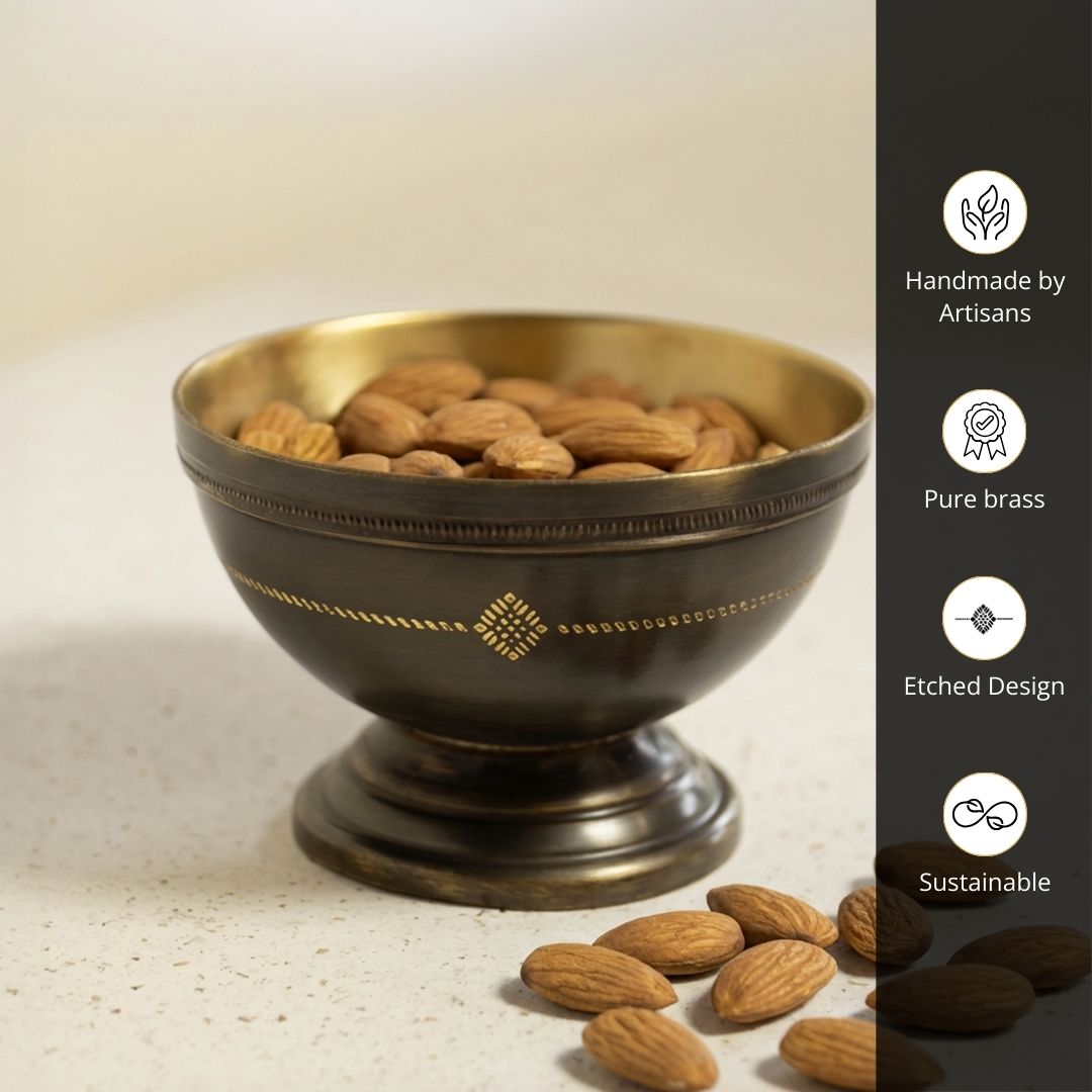 Antique finish Serving Bowl made with Pure Brass | Traditionally designed serveware
