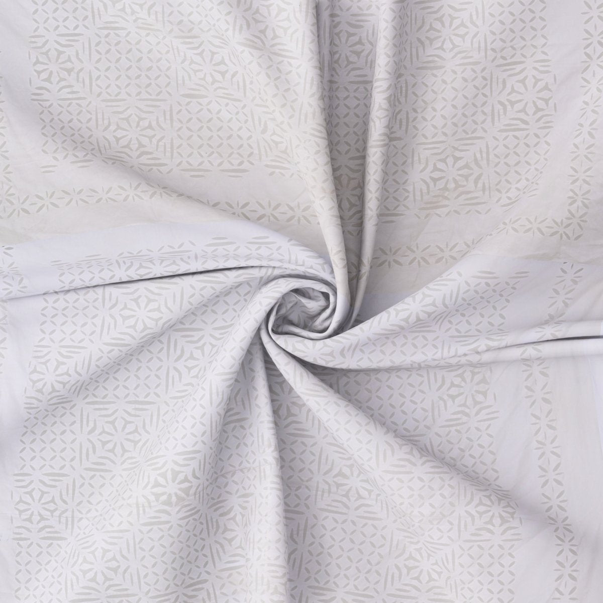 Applique Cutwork Cotton Double Bed Cover in White Summer Solace Handmade in India