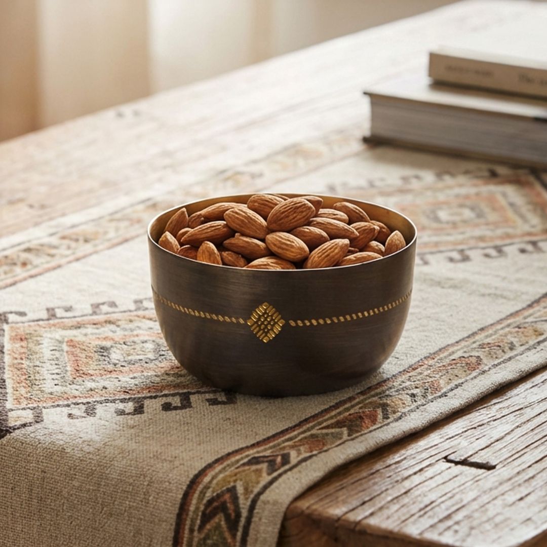 Bowl for Nuts, Snacks and Condiments made with Pure Brass in an Antique Kanjeevaram design