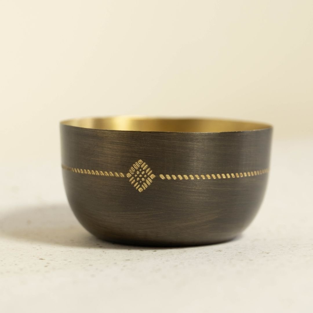 Bowl for Nuts, Snacks and Condiments made with Pure Brass in an Antique Kanjeevaram design
