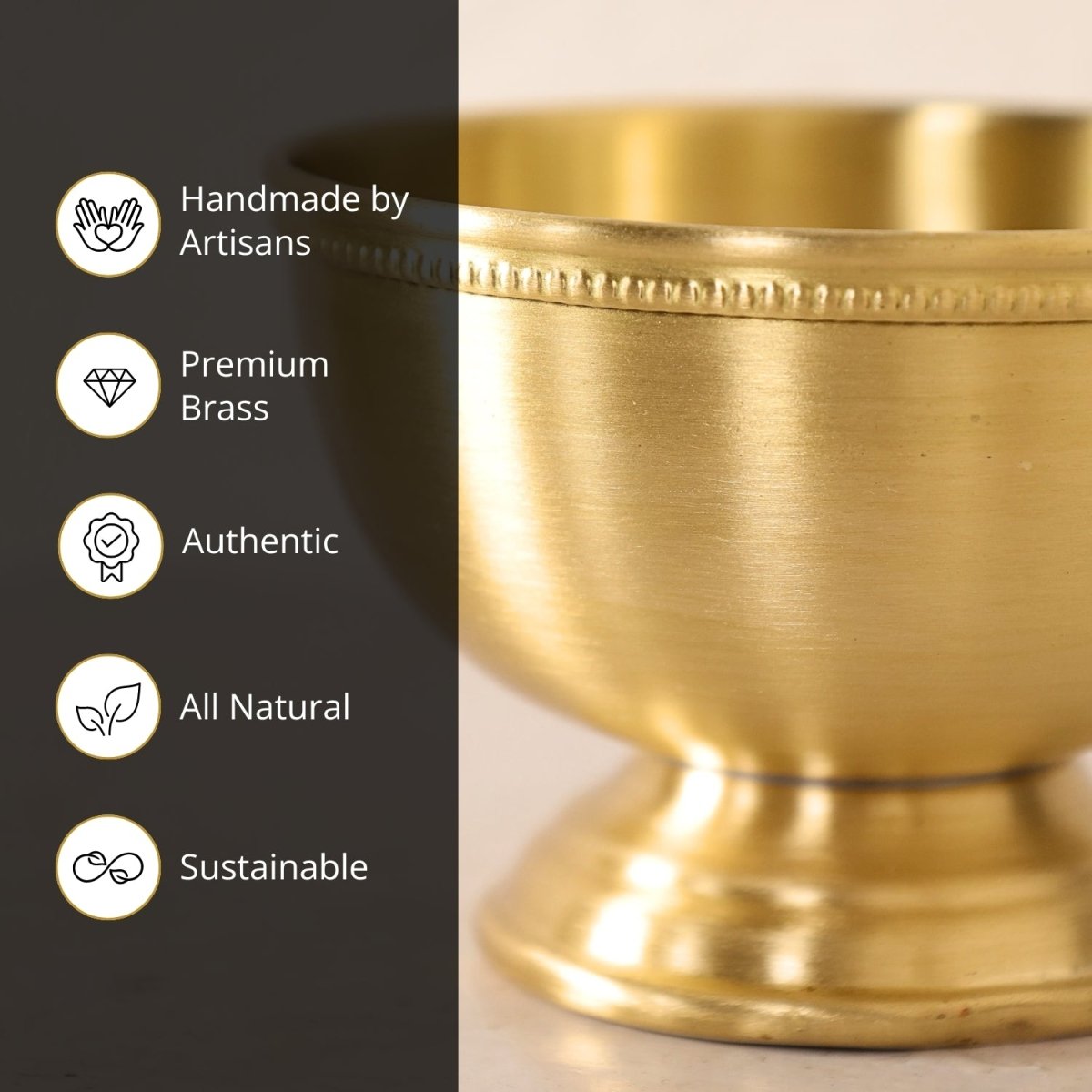 Handcrafted pure brass serving bowl with traditional etching, ideal for puja, prasadam, or serving dry fruits, adding timeless Indian elegance. Set of 1