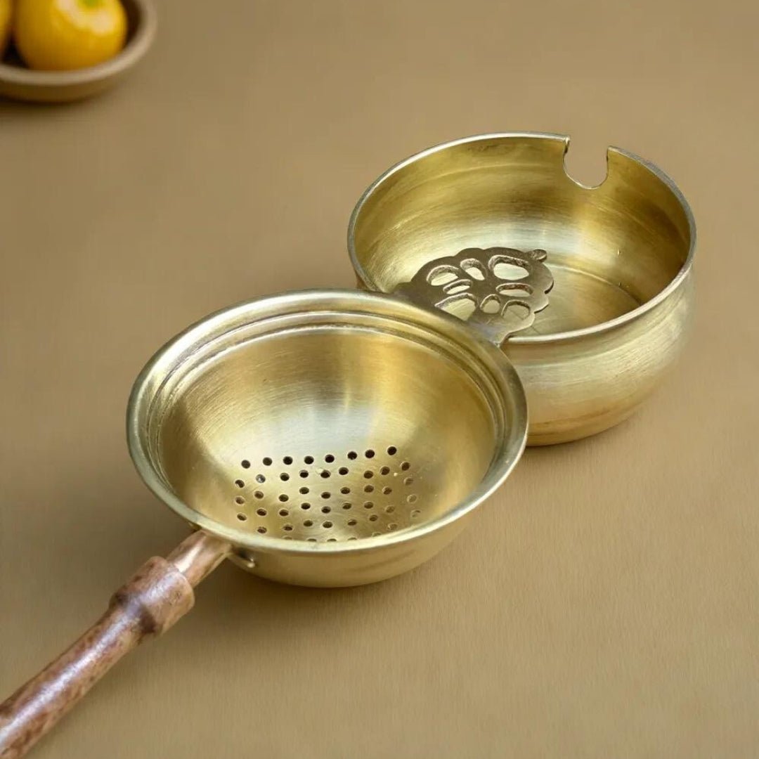Handcrafted pure brass storage jar with traditional etching, ideal for kitchen storage, adding timeless Indian elegance.