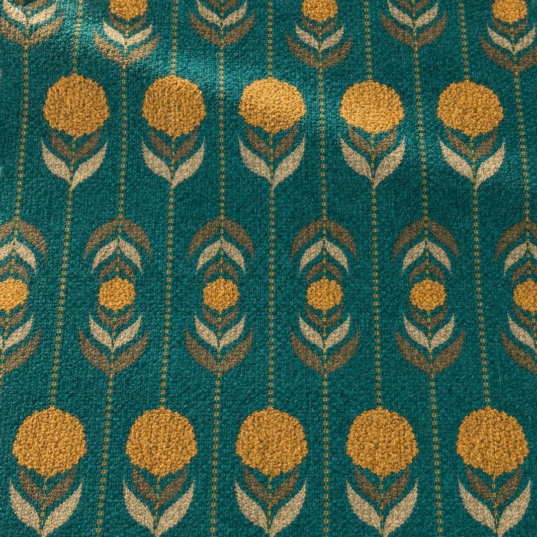 Chenille Rug in Blue and Yellow | Floral Marigold Blooms  | Washable Area Rug with Anti-Skid Mat| Enchanted Forest Collection
