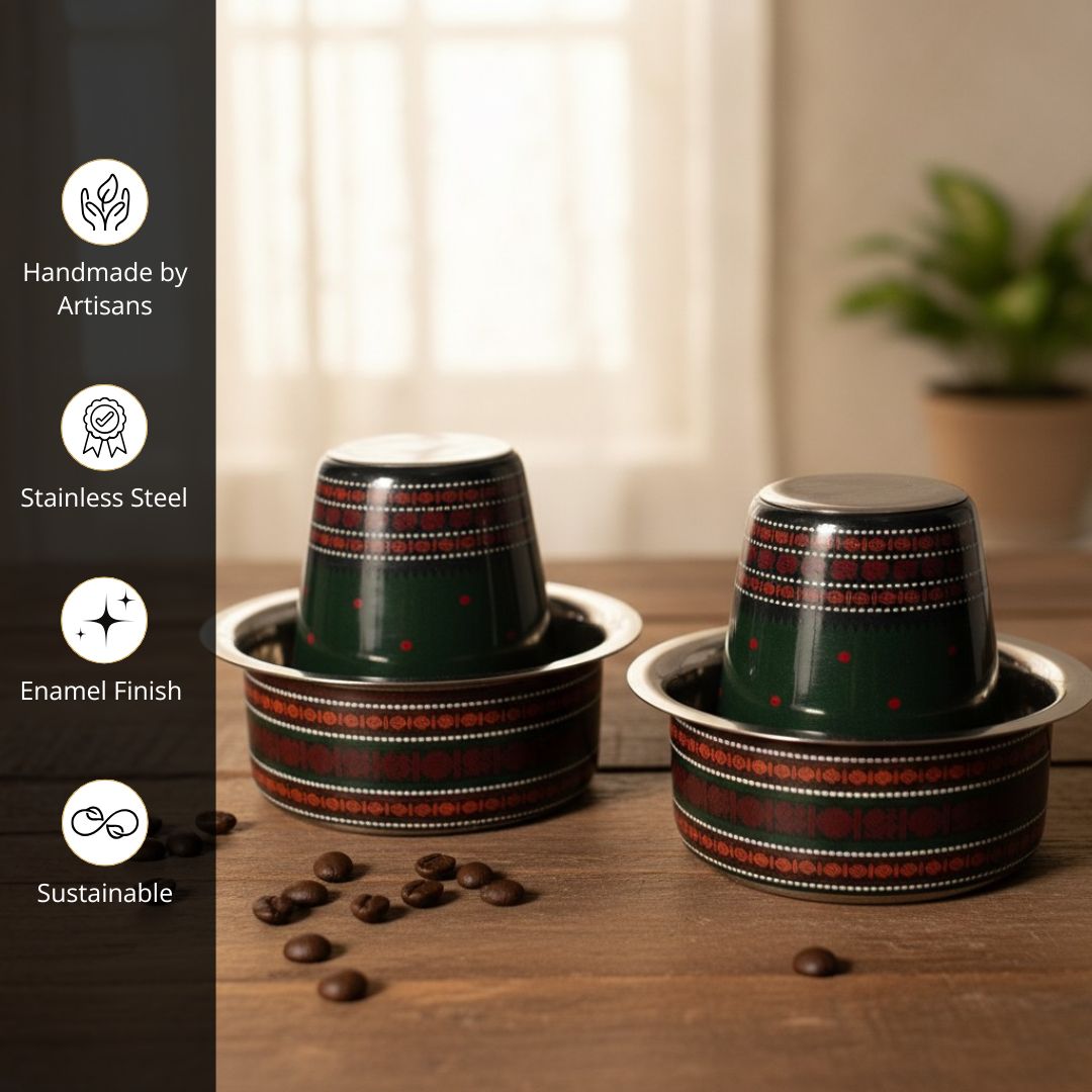 Handcrafted pure brass kitchen masala box with Kanjeevaram-inspired etching, adding timeless Indian elegance.