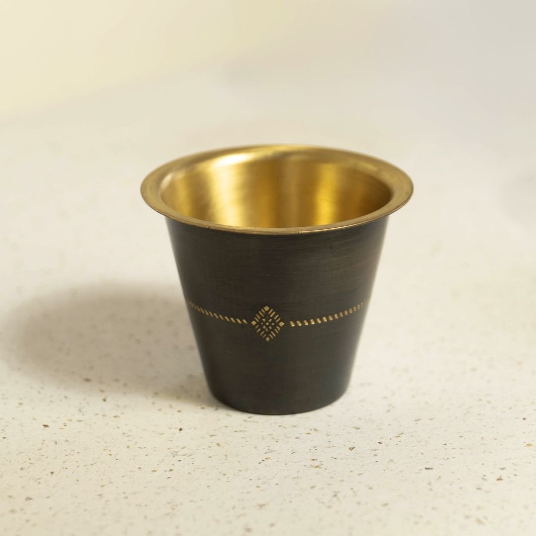 Coffee Dabara Set made with Pure Brass in an Antique Kanjeevaram design theme