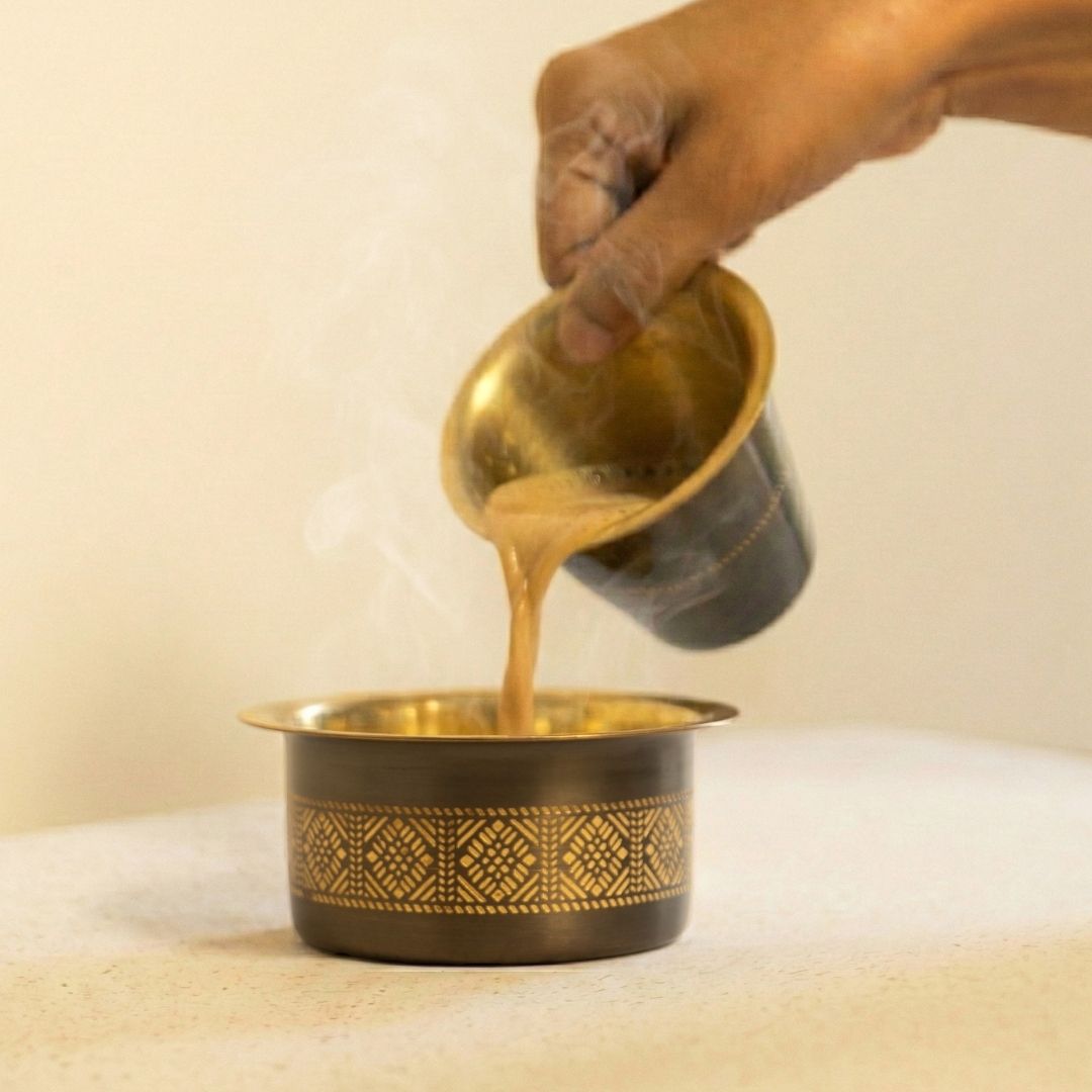Coffee Dabara Set made with Pure Brass in an Antique Kanjeevaram design theme
