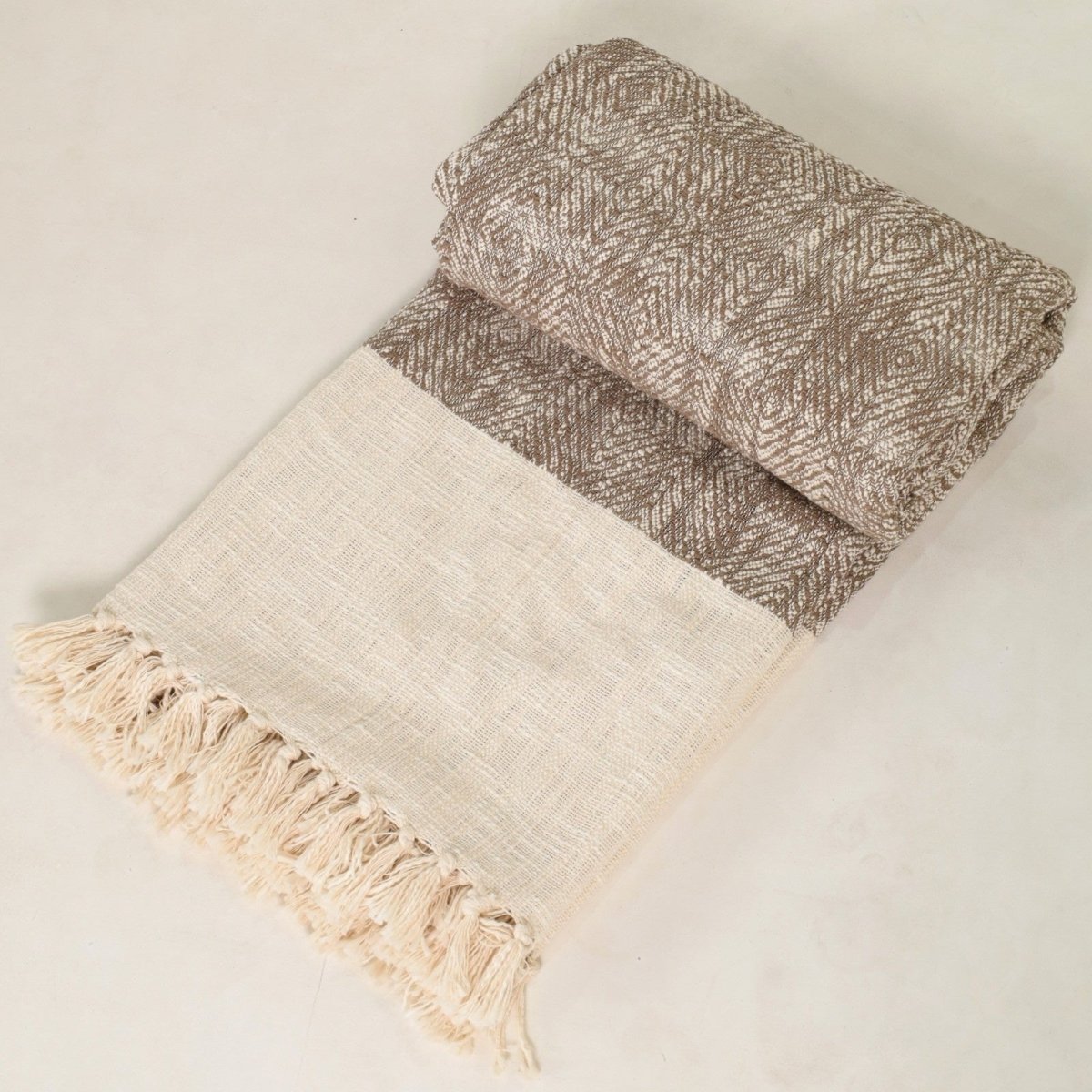 Earthy Brown Pure Cotton Bedcover | Queen Size | Handprinted