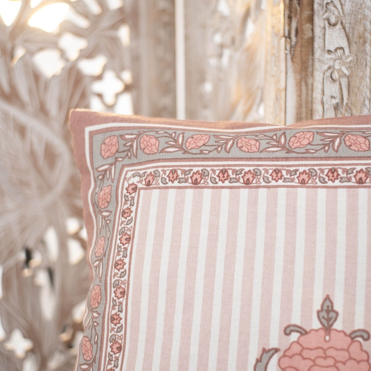 Dusty Pink Cotton Cushion Cover | 18x18 in | Set of 3, 4 and 5 | Floral Design
