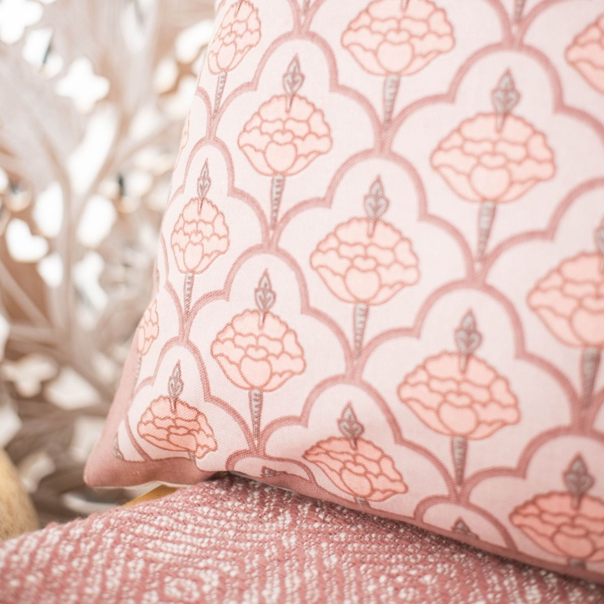 Dusty Pink Cotton Cushion Cover | 18x18 in | Set of 3, 4 and 5 | Jaali Design