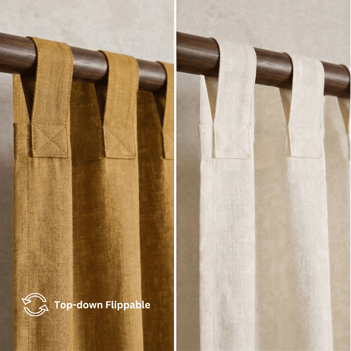 Cotton Door Curtain and Cushion Cover Set in Mustard and Off White